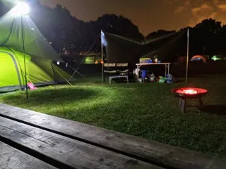 Nightime outside the tent